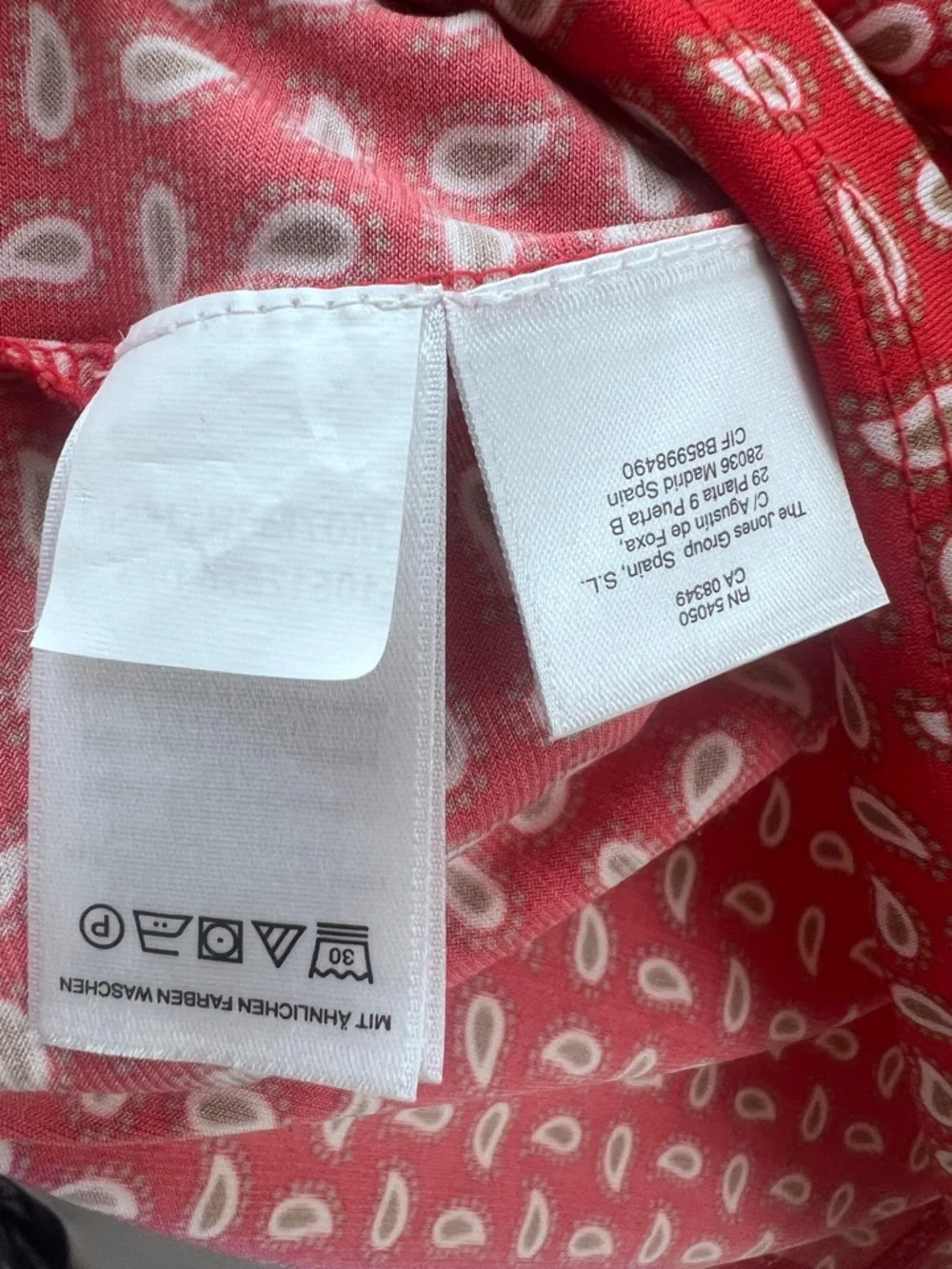 Jones NY Signature Large Paisley Blouse Layered Collar, Golden Buttons, Classic - Picture 8 of 10